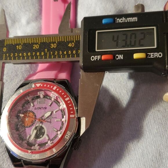 NEW Large Faced Santini Watch Bright Pink Face‎ & Silicone Band Rotating Bezel - Picture 6 of 6